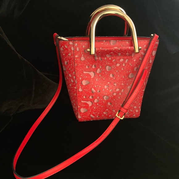 One of a kind HYDROGRAPHIC water droplets red tote - Picture 2 of 7